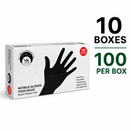 10 Boxes Black Nitrile Gloves, Food Safe Disposable Gloves Latex Free, Rubber Gloves Powder Free for Cooking, Kitchen Clean