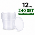 12 oz Heavy-Duty PP Deli Containers with Lids – 240 Sets | Microwave & Freezer Safe | Durable, Leak-Resistant & Reusable | Ideal for Food Storage, Meal Prep, Restaurants & Catering