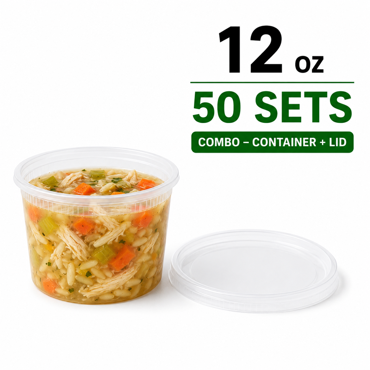 Food Storage Containers [50 Set] 12 oz Plastic Deli Containers with Lids, Slime, Soup, Meal Prep Containers | BPA Free | Stackable | Leakproof | Microwave/Dishwasher/Freezer Safe