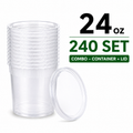24 oz Heavy-Duty PP Deli Containers with Lids – 240 Sets | Microwave & Freezer Safe | Durable, Leak-Resistant & Reusable | Ideal for Food Storage, Meal Prep, Restaurants & Catering