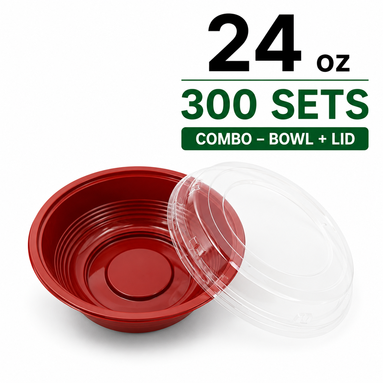 24 Oz Black and Red Plastic Medium Asian Panda Bowl with Clear Lid