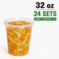 Deli Food Container (24 set - 32 oz) | with Lids - For Storage, Slime, Takeout, Leftovers Includes Air-Tight Lids, Ideal for Soups, Stews, and Meal Prep