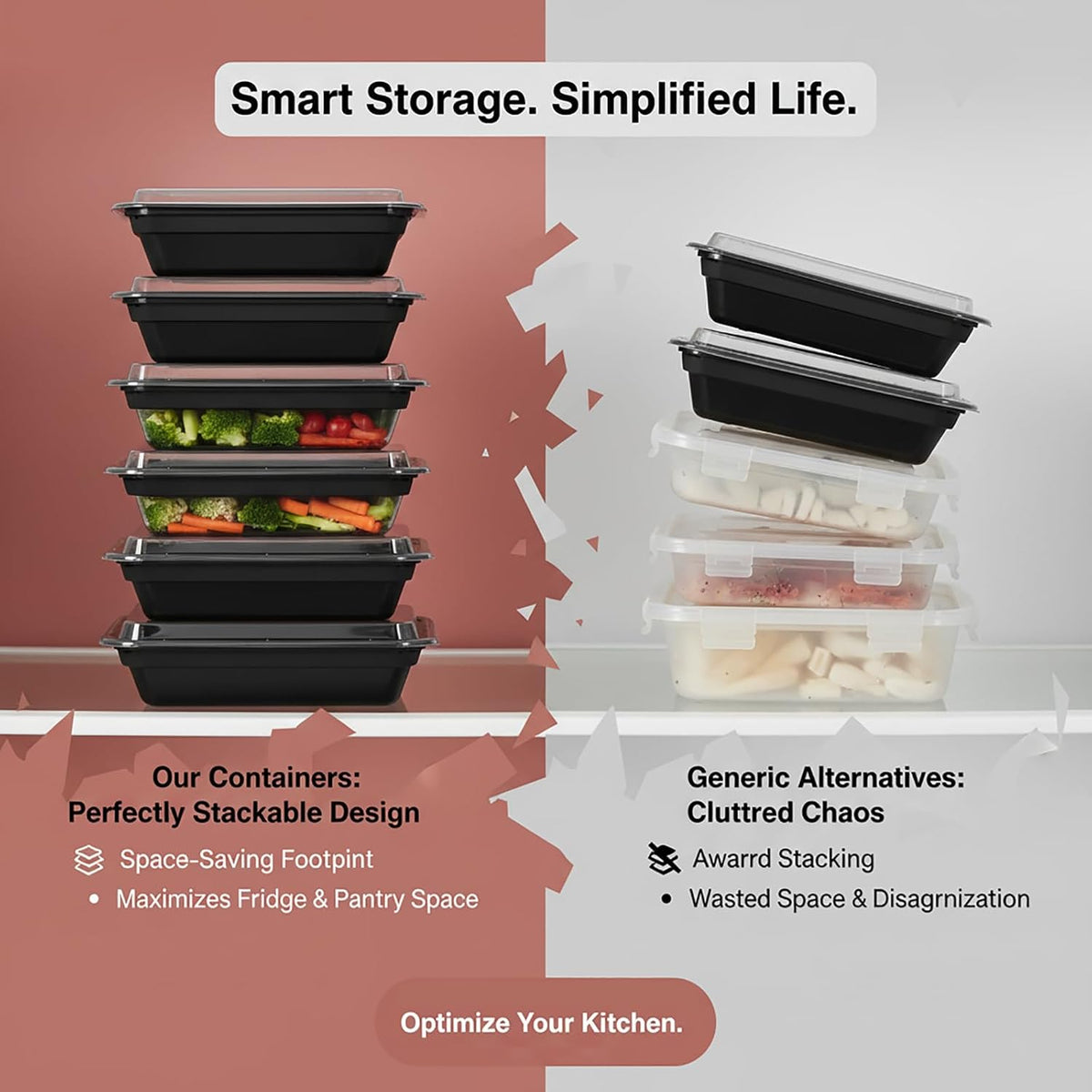 60 Pack 28 oz Plastic Meal Prep Containers with Lids,Microwave Safe