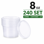 8 oz Heavy-Duty PP Deli Containers with Lids – 240 Sets | Microwave & Freezer Safe | Durable, Leak-Resistant & Reusable | Ideal for Food Storage, Meal Prep, Restaurants & Catering