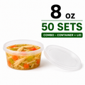 Food Storage Containers [50 Set] 8 oz Plastic Deli Containers with Lids, Slime, Soup, Meal Prep Containers | BPA Free | Stackable | Leakproof | Microwave/Dishwasher/Freezer Safe