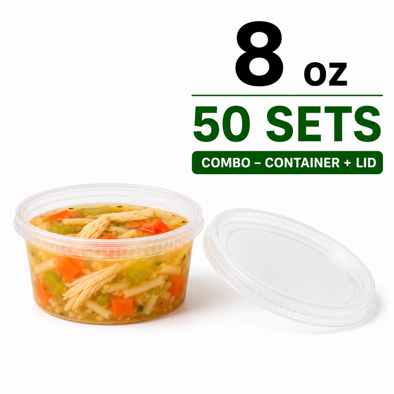 Food Storage Containers [50 Set] 8 oz Plastic Deli Containers with Lids, Slime, Soup, Meal Prep Containers | BPA Free | Stackable | Leakproof | Microwave/Dishwasher/Freezer Safe