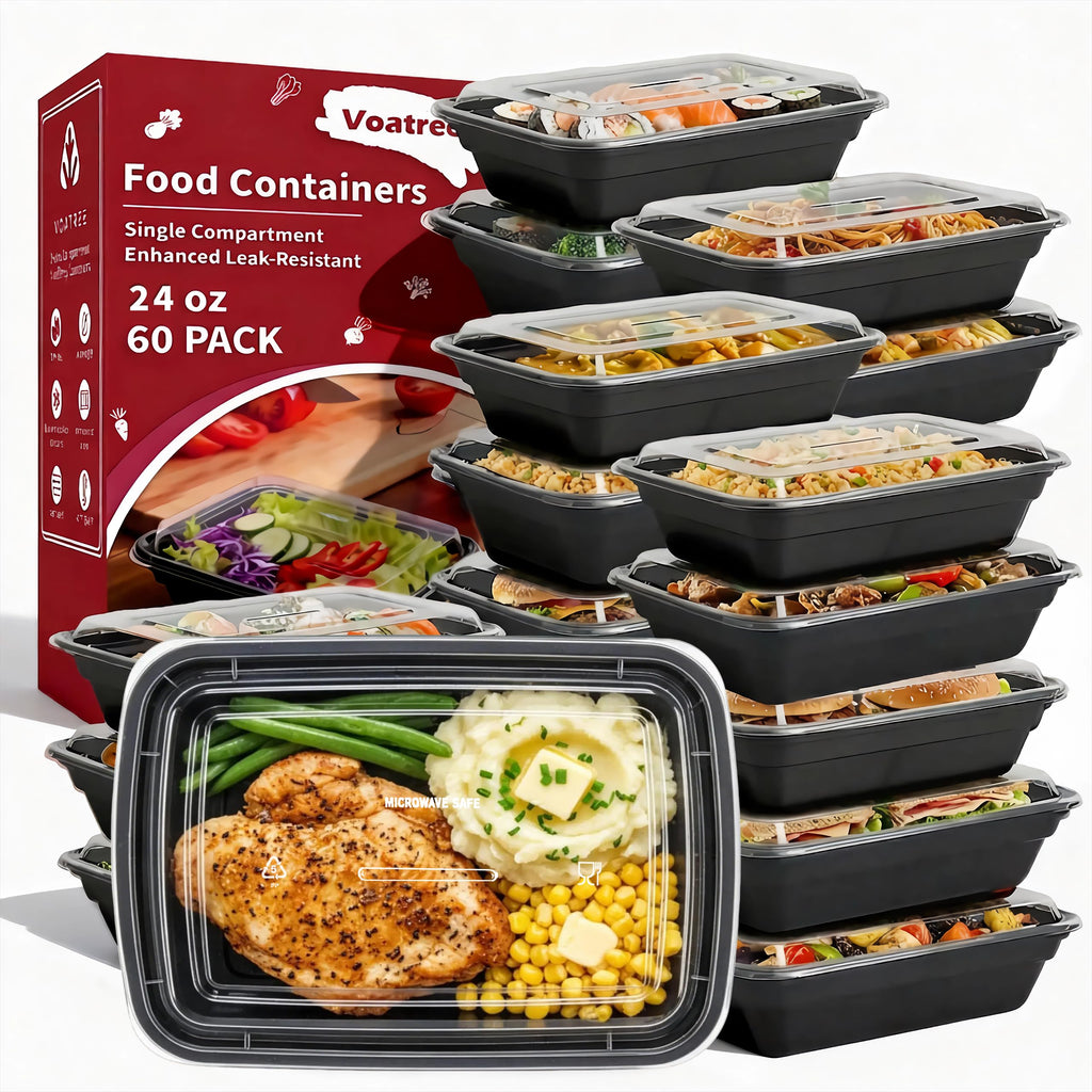60 Pack 28 oz Plastic Meal Prep Containers with Lids,Microwave Safe