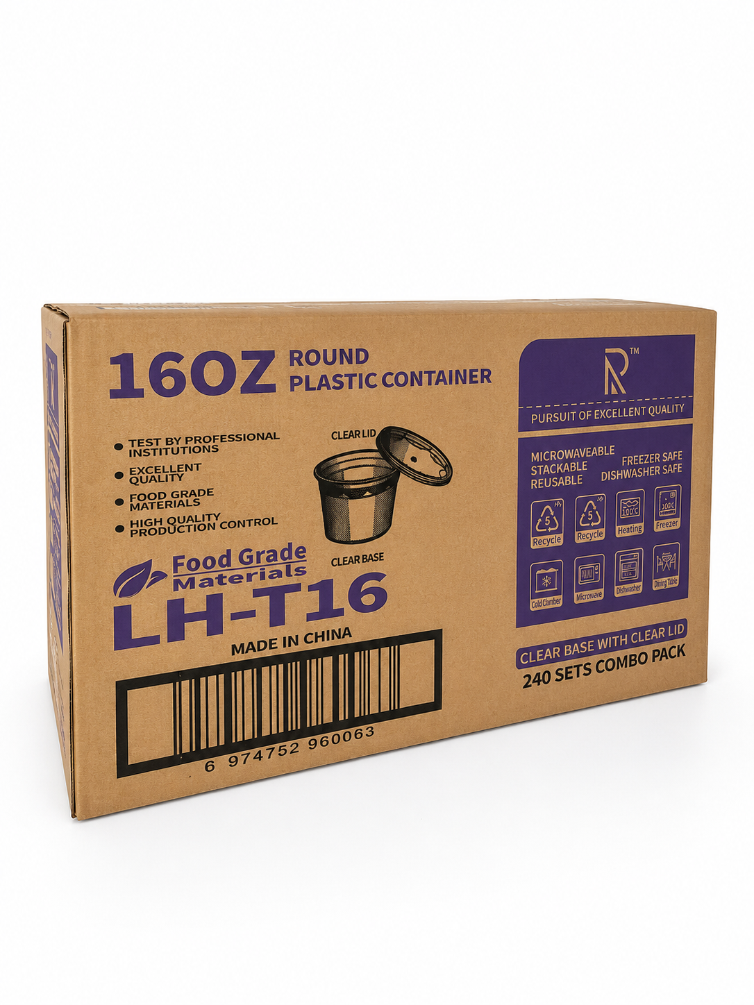 16 oz Heavy-Duty PP Deli Containers with Lids – 240 Sets