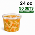 Food Storage Containers [50 Set] 24 oz Plastic Deli Containers with Lids, Slime, Soup, Meal Prep Containers | BPA Free | Stackable | Leakproof | Microwave/Dishwasher/Freezer Safe