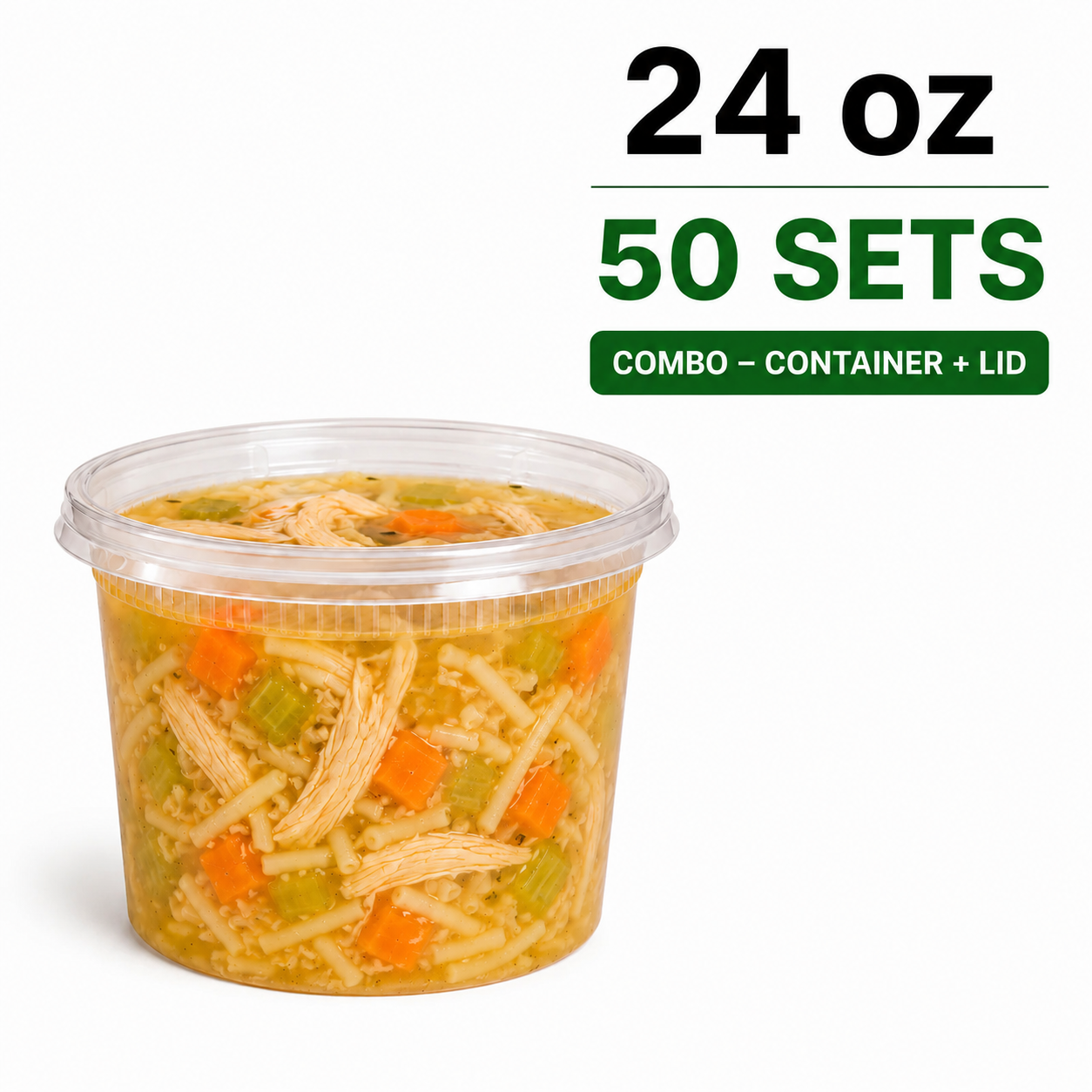 Food Storage Containers [50 Set] 24 oz Plastic Deli Containers with Lids, Slime, Soup, Meal Prep Containers | BPA Free | Stackable | Leakproof | Microwave/Dishwasher/Freezer Safe