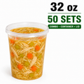 Food Storage Containers [50 Set] 32 oz Plastic Deli Containers with Lids, Slime, Soup, Meal Prep Containers | BPA Free | Stackable | Leakproof | Microwave/Dishwasher/Freezer Safe