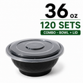 Heavy-Duty 36 oz Black Ramen To-Go Bowls with Lids
