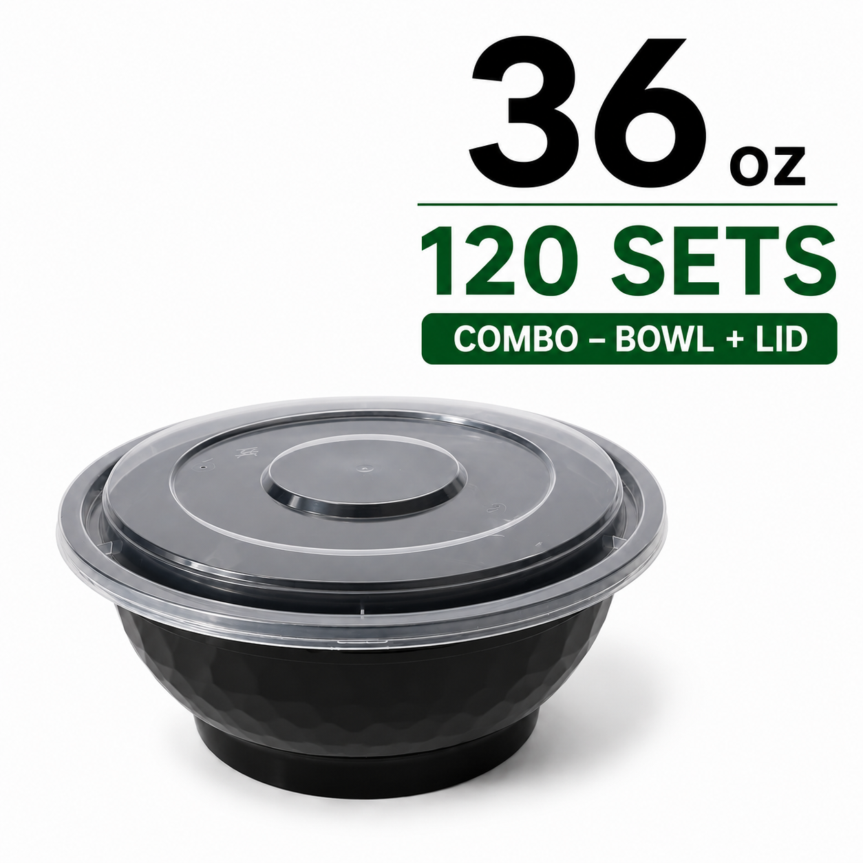 Heavy-Duty 36 oz Black Ramen To-Go Bowls with Lids