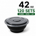 Heavy-Duty 42 oz Black Ramen To-Go Bowls with Lids