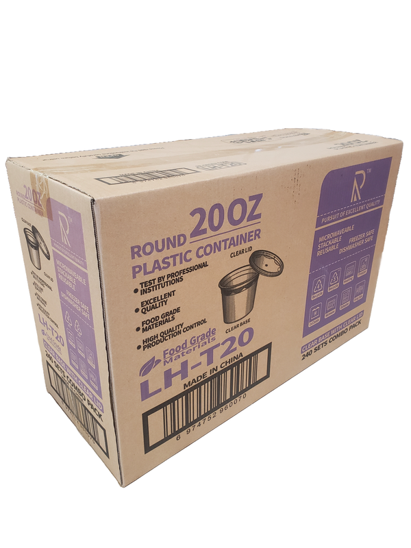 20 oz Heavy-Duty PP Deli Containers with Lids – 240 Sets