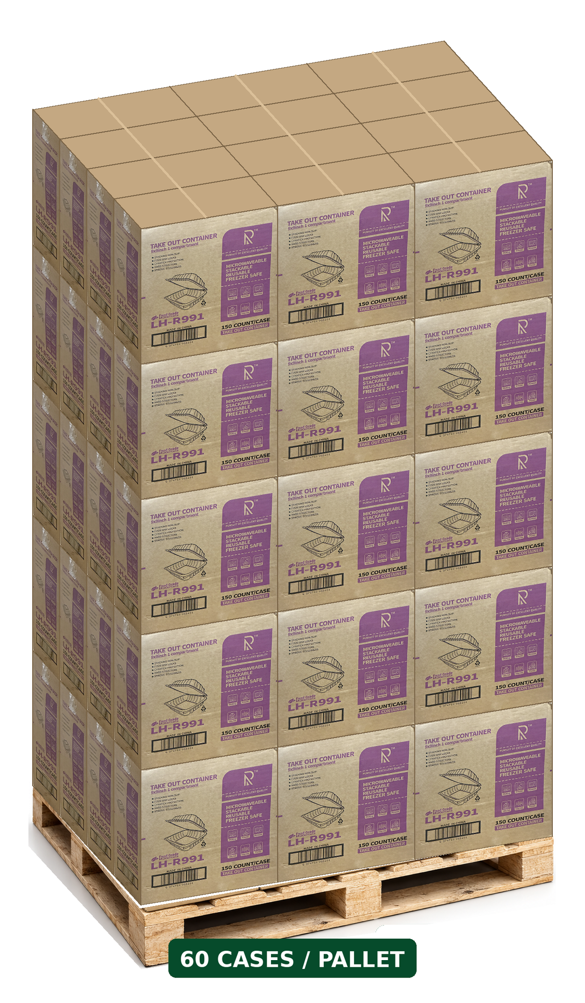9 × 9 Takeout Containers – 1 Compartment – 60-Case Pallet – Local Pickup